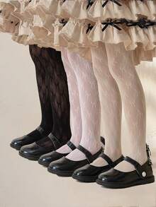1/3pcs/Pack Kids Solid Color Lolita Style Jacquard Net Stockings Leggings, Girls Butterfly Hollow Out Footless Tights For Daily Wear, Fashion & Sensual, Dance Socks, Girl's Lace & Mesh Stockings, Hot Selling - Multicolor - View 8