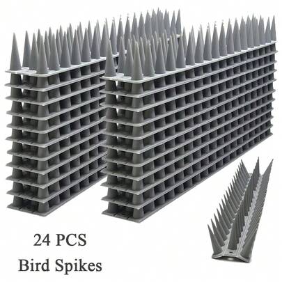 24 Pack Bird Spikes 10m For Pigeon Deterrent Fences Wall Window Ledge Wide Cat Anti Climb