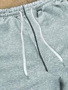 Męskie, swobodne, amerykańskie, drukowane spodnie dresowe, modne, uniwersalne, luźny krój, regulowany dół, proste nogawki ze ściągaczem - Szary - Zobacz 3