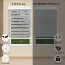 Persiana Enrollable para Ventana Roller Blinds para Ventanas Impermeable Doble Capa Persiana Horizontal Moderna Privacidad Pretection para Visión Noche Día Baño Cocina Sala de Estar 180*100cm - Gris - Ver 2