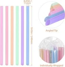 [Individually Wrapped] Disposable Plastic Smoothie Boba Straws - 9.45" Long 0.43" Wide Colorful Jumbo Straws For Milkshake, Bubble Tea, Lemonade, Milk, Coffee - 黑色 - 查看 2