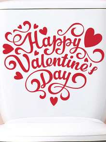 1件情人节红色爱心英文门贴PVC自粘节日氛围求婚墙贴窗贴 - 彩色 - 查看 2