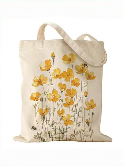 Women's Canvas Tote Bag - Reusable Cotton Canvas Shoulder Bag, Suitable For Women's Casual, Travel, Shopping, Work And Gym, Also Can Be Used As Shopping Bag, Beach Bag, Retro Floral Backpack, Gift For Women