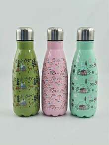 1 Piece, Adorable-Themed Single-Layer Stainless Steel Flask, 500ml Portable Outdoor Flask, Lightweight Beverage Container Suitable For All Seasons. - Multicolor - View 3