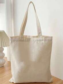 10/5/1pc Canvas Tote Bag, Women Shoulder Bag For Decoration And DIY Craft, Convenient Travel Storage Bag, Solid Color Large Capacity Travel Bag, Suitable For Students, Back To School And Teachers