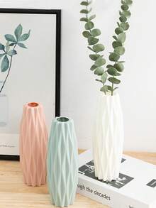 1个塑料花瓶，干湿两用，艺术装饰，北欧风格，不易碎仿陶瓷花瓶，适用于客厅、婚礼、派对、办公室、卧室装饰、家居装饰、人造花、桌面装饰、圣诞礼物 - 彩色 - 查看 10