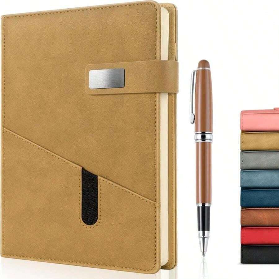 A5 Blank Journal Notebook, Refillable Hardcover Leather Sketchbook With Pocket And Magnetic Buckle, 240 Pages Thick Travel Sketchbooks For Drawing And Writing, 80gsm Unlined Journal For Men And Women - ColorD - 查看 1