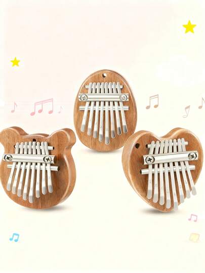 8-Key Mini Kalimba Thumb Piano, Portable Finger Piano, Solid Wood Finger Percussion Instrument, Suitable For Teenagers, Adults And Beginners, Valentine's Day Gift (This Product Is Only A Musical Toy, Not A Real Musical Instrument. The Sound Produced During Performance May Be Slightly Different, Please Be Aware Of This.)