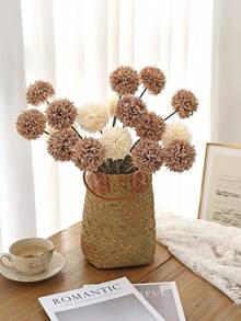 1/5/12件組人造菊花球，刺繡菊花球，婚禮裝飾，居家花瓶，裝飾，餐廳，客廳，臥室，床頭花藝布置，新娘花束，手腕花飾，胸花，生日派對裝飾材料，新年情人節禮物 - 咖啡色 - 查看 4
