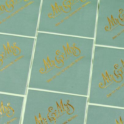 20/40/60/100张，金色铝箔先生和夫人一次性纸巾 | 双层柔软优雅白色鼠尾草绿先生和夫人一次性餐巾纸 感谢您参加我们的婚礼庆典彩排晚宴装饰 鸡尾酒、饮料和甜点餐巾纸 婚礼派对和订婚仪式装饰的理想之选