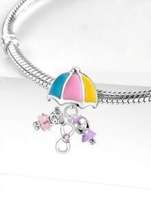 1pc 925 Sterling Silver Sisters Beaded Umbrella Pendant, Suitable For DIY Jewelry Matching And Daily Wear Decoration, Gift For Women - Sisters Under the Umbrella - View 4