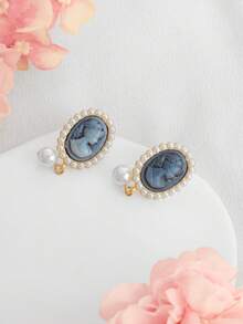 1 Pair Vintage French Elegant Portrait Earrings, High-End Chic Design - Multicolor - View 3