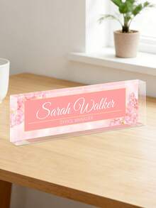 Customized Desktop Nameplate, 20 Styles Available, Customizable Text, Floral Transparent Acrylic Block, Personalized Office Decor Gift Suitable For Boss, Teacher, Colleague, Ladies And Gentlemen - Multicolor - View 17