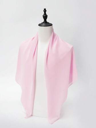 1pc Women's Solid Color Chiffon Square Scarf, Casual Shawl Suitable For Daily Use, 110*110cm