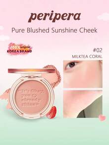 Peripera Sun-Kissed Blush 02 自然透亮霧面腮紅，柔焦模糊效果，輕盈易暈染，持久自然玫瑰光澤，貼膚妝感，適合日常配戴，韓系美妝，4.2g/0.14oz - 02 - 查看 2