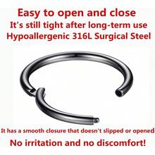 ORANGELOVE Allergnose Rings 20G 18G 16G 14G 12G 10G 8G 316l Bisutería de Septo Anillo de segmento Bisagra riz Anillo de labios riz Helix Cartílago - 1 pieza 16 g 8 mm Negro - Ver 2