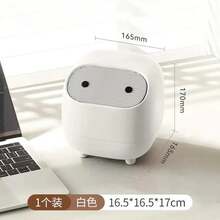 Trash Bin Small Paper Basket Contrasting Color Mini Cute Double-Layer Push-Type Small Trash Can Desktop Storage Tool Trash Bin - 白色-1 - 查看 13