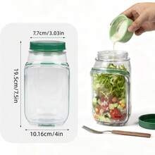 1/2pcs 32oz Mason Jar Salad Container With Side Spout And Leak-Proof Lid - Microwave, Dishwasher, Fridge - Sealed Salad Jar With Dressing Cup, Stackable Design, Suitable For Meal Prep, Lunch, Dinner, Office, Travel - Multicolor - View 2