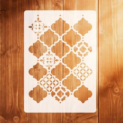 大号几何花卉模板，可水洗可重复使用的摩洛哥风格模板，适用于DIY工艺品、创意绘画爱好者、墙面装饰，多用途模板
