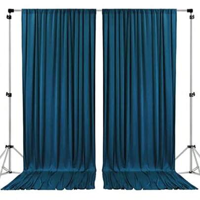 AK TRADING CO. 10 Feet x 8 Feet Polyester Backdrop Drapes Curtains Panels with Rod Pockets - Wedding Ceremony Party Home Window Decorations - Lemon Yellow(10 ft x 8 ft Verde azulado oscuro)