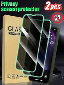 2 件绿色气垫膜，夜间夜光，防偷窥钢化玻璃屏幕保护膜，防汗，防碎，防盗，兼容 iPhone11/12/13/14/15/16/16Plus/16Pro/16Promax/16e/17/17 Air/17 Pro/17 Pro Max - 綠色 - 查看 15