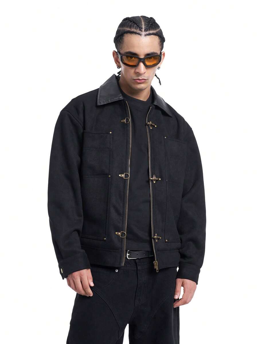 Áo khoác phi công cổ điển MT99 bằng da lộn màu nâu, thích hợp cho cặp đôi. - màu đen - Xem 1