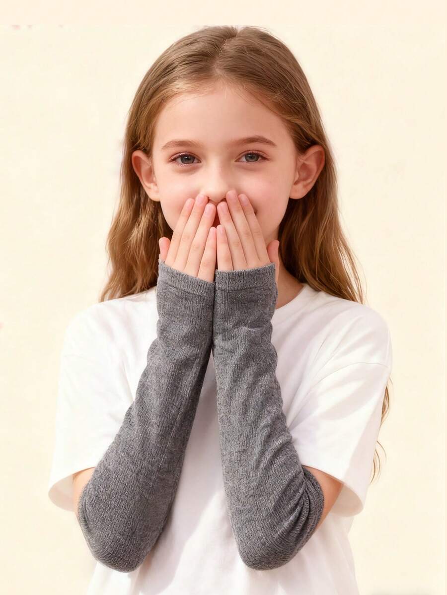 1pc Y2K Striped Knitted Arm Warmers For Teens (12-16 Years Old) | Cute & Cool Girls Daily Versatile Arm Sleeves