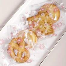 100pcs Pink Flower Cookie/Candy Packaging Bags, Kitchen Supplies, Gift Wrapping - Multicolor - View 5