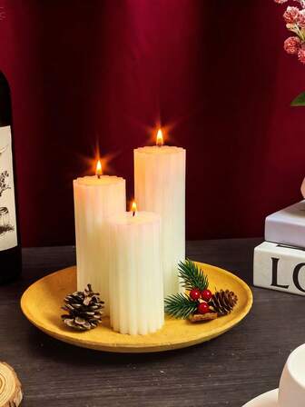 Bougies parfumées très demandées pour Noël, set de bougies cylindriques décoratives de Noël, décoration cadeau de Noël, bougeoir à engrenages sans fumée, comprenant des bougies d'aromathérapie, décoration de maison de Noël en paraffine avec mèche en coton - durée de combustion 48 heures, décoration d'ambiance pour Halloween, bougeoir cadeau pour la maison