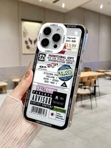 1 chiếc ốp lưng điện thoại trong suốt in hình tem giảm giá kiểu chắp vá thời trang, ốp lưng điện thoại họa tiết chữ cái và khẩu hiệu, ốp lưng điện thoại kiểu chắp vá cổ điển dùng hàng ngày, ốp lưng bảo vệ toàn thân chống sốc bằng chất liệu TPU mềm trong suốt, ốp bảo vệ điện thoại, tương thích với điện thoại & Galaxy. - Trong sáng - Xem 8