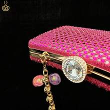 QueenYan Women's Elegant Shoes And Bag Set, Hollow Design Acrylic Square Bag, Sexy Rhinestone Embellished High Heels, Suitable For Parties And Daily Wear - Hot Pink - View 5