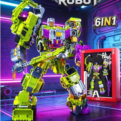 6-In-1 Alloy Transforming Hercules Robot - 6-In-1 Construction Excavator, Deluxe Gift Box, Toy For Boys