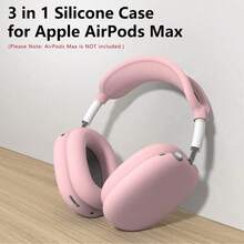 Pink Silicone Protective Case Compatible With Airpods Max Headphones, Anti-Scratch Ear Cushion/Ear Cup/Headband Protective Cover Compatible With Airpods Max, Soft Silicone Skin Protective Case Accessories Compatible With Apple Max - Multicolor - View 3