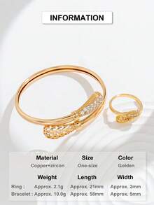 Khối Zirconia  Trang trí Vòng cửa tay áo & Nhẫn - Vàng - Xem 9