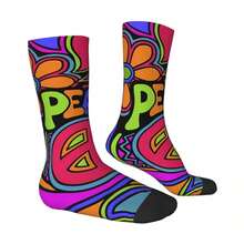 1 Pair Retro 80s  Graphic Crew Socks - Bold Neon Colors (Pink, Blue, Yellow, Orange, Black) - Seamless Breathable Socks With Stretchy Spandex Blend - Machine Washable Unisex Gift For Men & Women - Birthday, Anniversary Present - Funky Casual Attire, Playful Sock Design, Durable Material, Fashion Enthusiasts - [多色的] - 查看 5