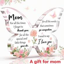 1 buc Decor Acrilic Fluture - Cadou Creativ de Ziua de Naștere pentru Mama de la Fiică/Fiu, Cadou Unic de Ziua de Naștere/Absolvire pentru Mama