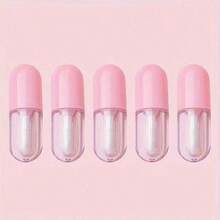 5pcs/10pcs Round Mini Capsule Refillable Makeup Containers, Plastic Lip Gloss Tubes, Empty Lipstick Tubes, Lip Balm Jars