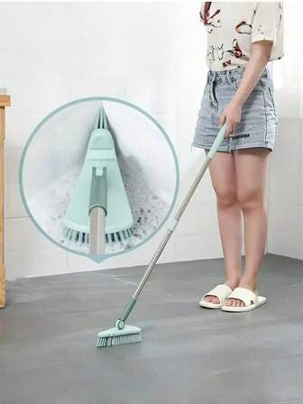 Dreieckiger Bodenbesen, langstieliger Besen mit harten Borsten, Wandecken-Spaltenbürste, Keramikfliesenboden-Bürste, Badezimmerreinigung, Badbürste, Bodenbesen