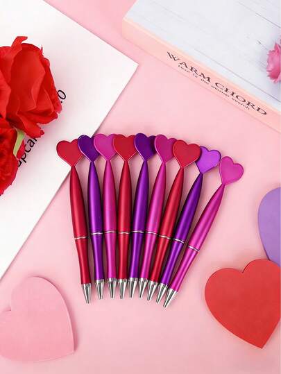 Set de 3/6/9/15 bolígrafos de punta de bola con forma de corazón, bolígrafos con tema de amor, regalo del Día de San Valentín, artículos de oficina