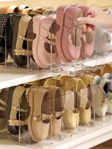 1pc Acrylic Shoe Rack, Space-Saving Vertical Shoe Organizer Stand For Kids, Transparent Shoe Storage Shelf For Entryway - Multicolor - View 4