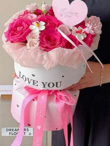 2.5cm Wide Fashionable "I LOVE YOU" Ribbon, Floral Bouquet Packaging Ribbon, DIY Gift Wrapping Ribbon - Multicolor - View 5