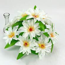 1束12枝莲花仿真花，布艺仿真花卉装饰，适用于阳台、露台、客厅、卧室、婚礼、订婚、家居装饰、各种房间类型、情人节等场合，无需容器，无需电池 - 彩色 - 查看 12