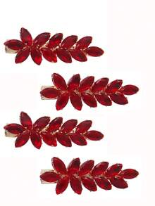 2/4件套立方氧化锆水钻焊接时尚女士尖头发夹,闪亮百搭奢华发饰 - 彩色 - 查看 21