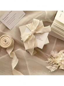 1pc 354in Fashionable Pleated Ribbon, Matcha Green Satin Ribbon, Suitable For Gift Wrapping, Soft Fabric Bow, Large Roll Floral Binding, Theme Party, Holiday Celebration, Valentine's Day Supplies - Multicolor - View 5