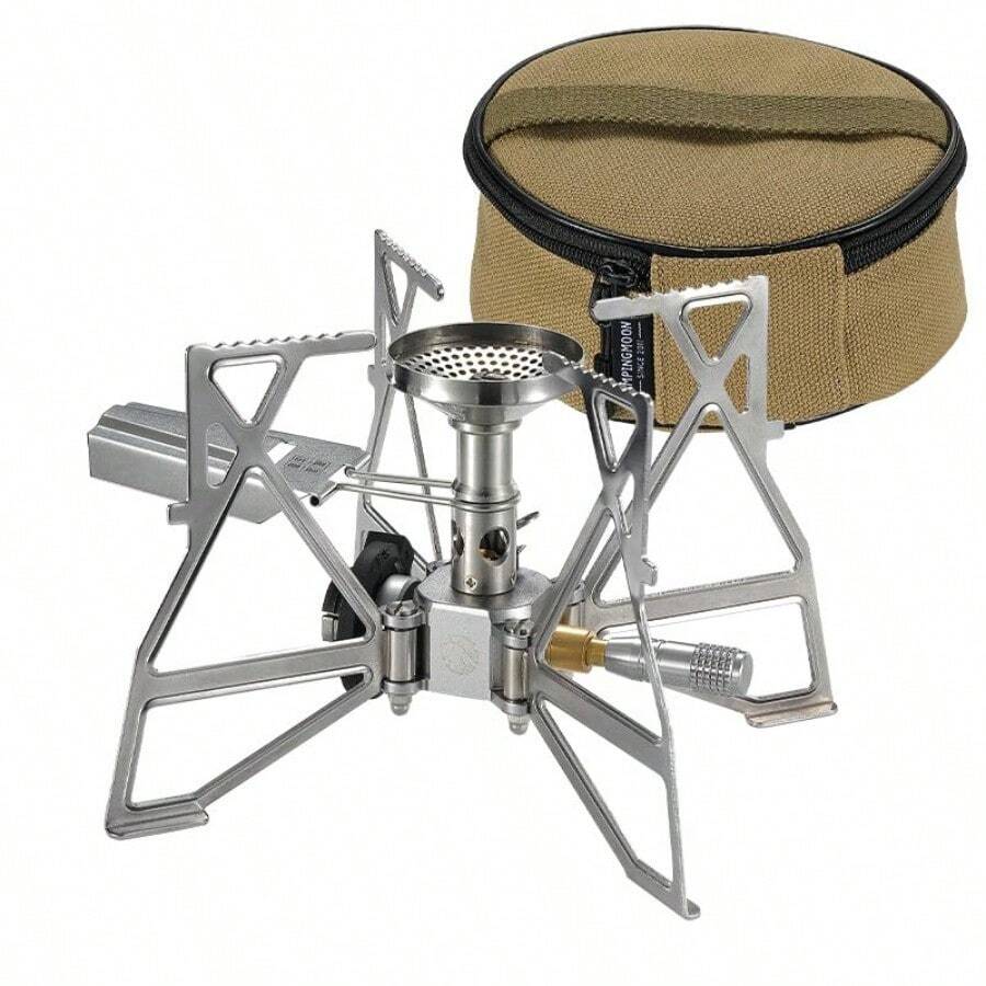 Estufa de camping butano portatil con un solo quemador y bolsa de almacenamiento para uso en exteriores diseño plata con encendedor integrado - como en la foto - Ver 1