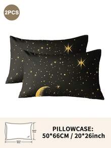 1件/2件/4件装涤纶星月图案枕套（不含枕芯），柔软舒适，四季皆宜 - 彩色 - 查看 15