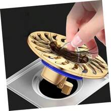 XISH Filtro De Drenaje De Baño De Latón con Sello Antiolor Tapón Atrapapelos para Hogar Hotel Diseño Reversible Previene Olores Y Obstrucciones - Dorado - Ver 5