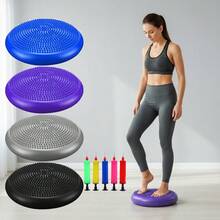 Inflatable Yoga Balance Disc Cushion Wobble Stability Pad Core Trainer With Pump & Dual-Sided Massage Texture For Fitness, Physical Therapy, Ankle Rehabilitation & Home Gym - Multicolor - View 2