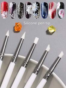 5支装美甲雕刻笔套装，5种不同形状，笔尖采用柔软硅胶材质，适用于各种3D图案的雕刻和压花。搭配不同粗细的美甲刷，可绘制不同形状的线条。 - 彩色 - 查看 2