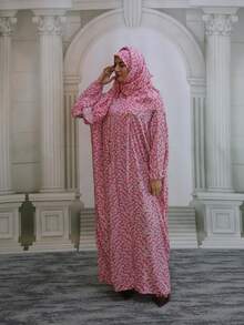 Roupão Floral Estampado para Mulheres Plus Size, Tecido Tecido, Zíper, Solto e Confortável, Adequado para Todas as Estações de Férias na Primavera - Multicolorido - Visão 5